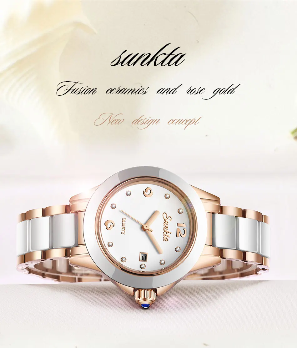 2019 nova sunkta moda feminina relógios prata