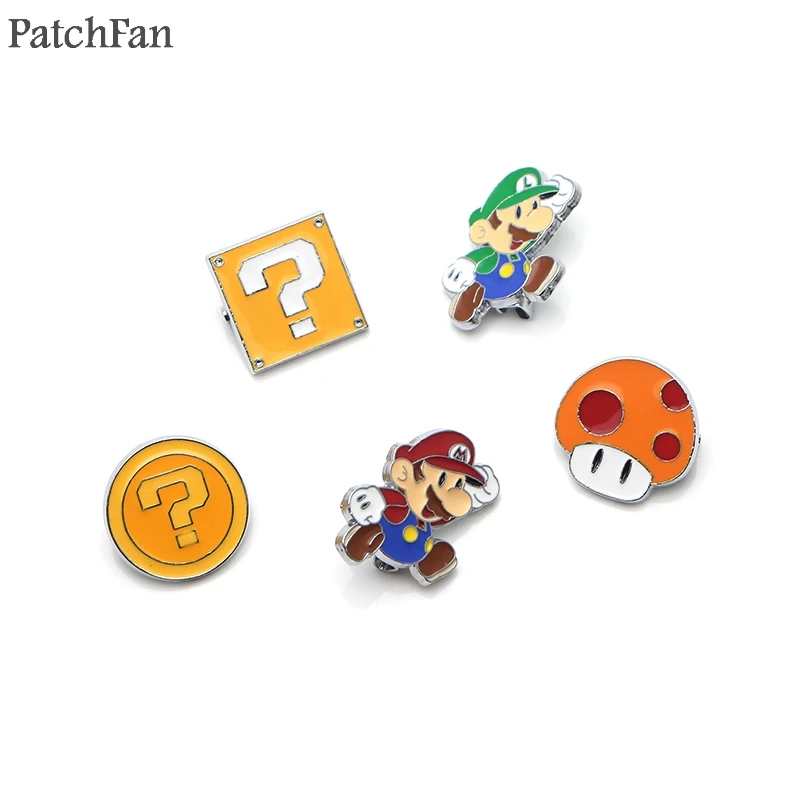 

Patchfan super mario Zinc alloy tie pins badges para shirt bag clothes cap backpack shoes brooches badge medals decoration A1063