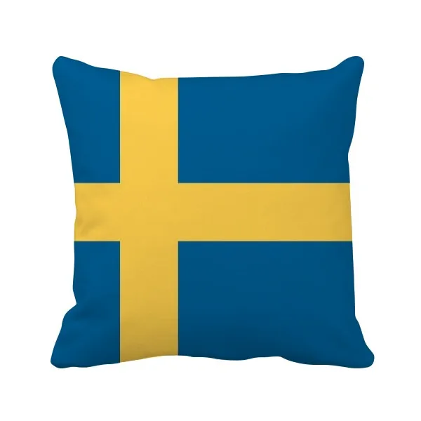 

Sweden National Flag Europe Country Throw Pillow Square Cover Machine Washable Synthetic-Filled Insert Included
