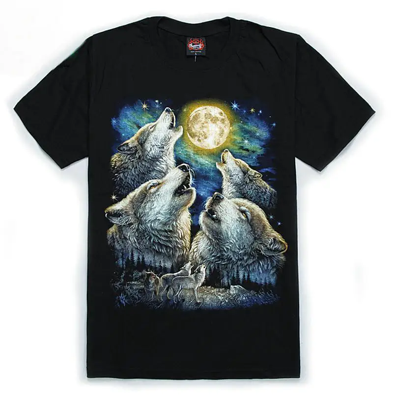 

2019 Summer 3D Luminous Wolf Printed Men's Short Sleeve T-Shirts Fashion Man Cotton Tops Casual Hip Hop T Shirts For Men SSW143
