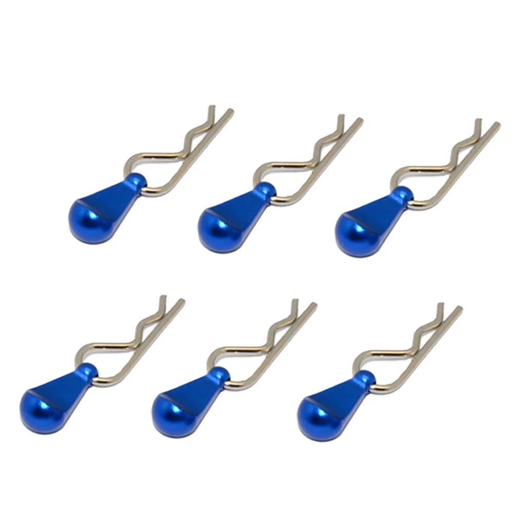 6pc Metal Body Clip Pins w/ Pull Tabs for 1/16 1/18 1/24 1/28 RC Truck Buggy