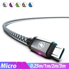 Micro cabo de dados usb cabo cabo cabo cabo de carga do telefone cabo micro usb náilon 3 m para huawei p inteligente 2020 honra 20i 9 lite xiaomi redmi 7a 7