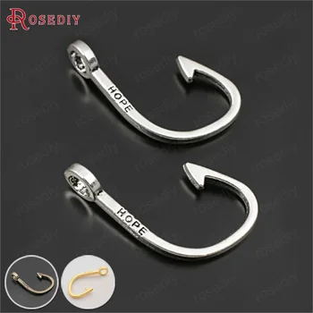 

(27943)20PCS 33x22MM Antique Style Zinc Alloy HOPE Fish Hooks Charms Pendants Diy Jewelry Findings Accessories Wholesale