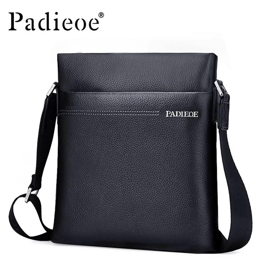 

Padieoe men shoulder bag men genuine leather high quality crossbody bags for men casual business flap messenger bag