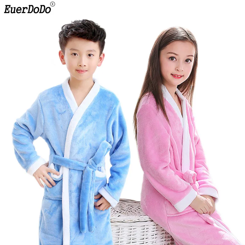 Kids Robe Boys Girls Plush Fleece Sleep Robe Bathrobe Unisex Kids Robe Pajamas Sleepwear 2 Toddler-10 Years 