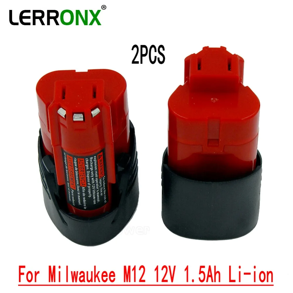 LERRONX 2 шт. 12 В 1500 мАч литий-ионная аккумуляторная батарея для Milwaukee