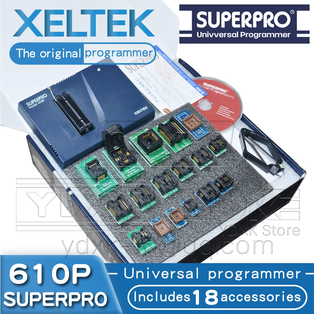 Xeltek 610P программатор Superpro с 18 адаптерами аксессуары высокоскоростное устройство