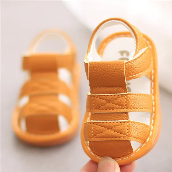 Summer Baby Toddler shoes Sole Infant Boys Shoes Newborn Boys Shoes First Walkers Baby Casual Solid Shoes Soft Sole Booties - Color: Orange