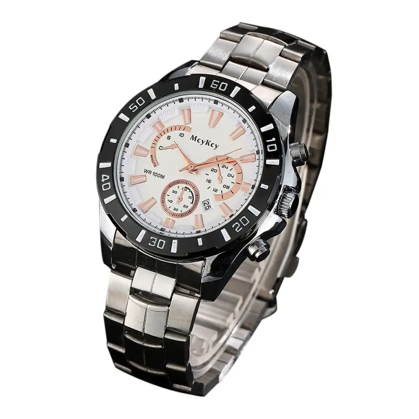 

McyKcy Luxury Brand Mens Stainless Steel Band Date Quartz Analog Quartz Wrist Watch relogio masculino montre homme Clock 2018