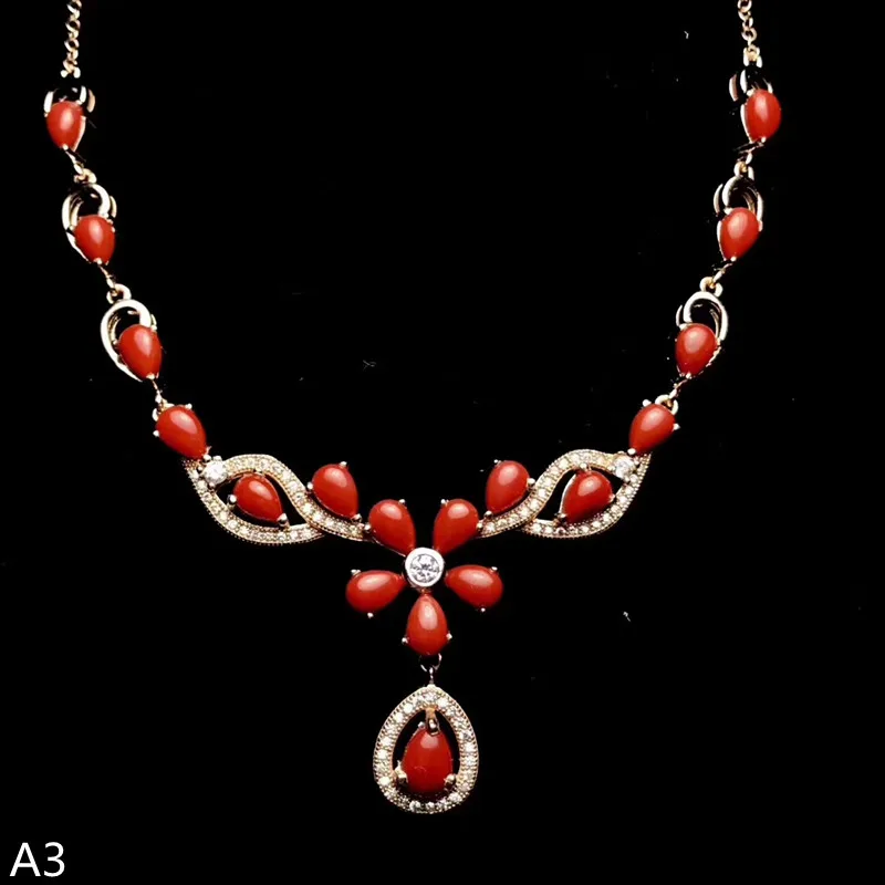 KJJEAXCMY бутик ювелирных изделий, 925 чистого серебра инкрустированные натуральный красный коралл ювелирные колье, ожерелье
