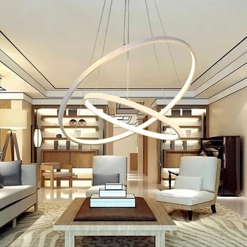 

Modern led chandelier 3-ring round ceiling type LED chandelier living room dining room kitchen lighting white circular Chandelie