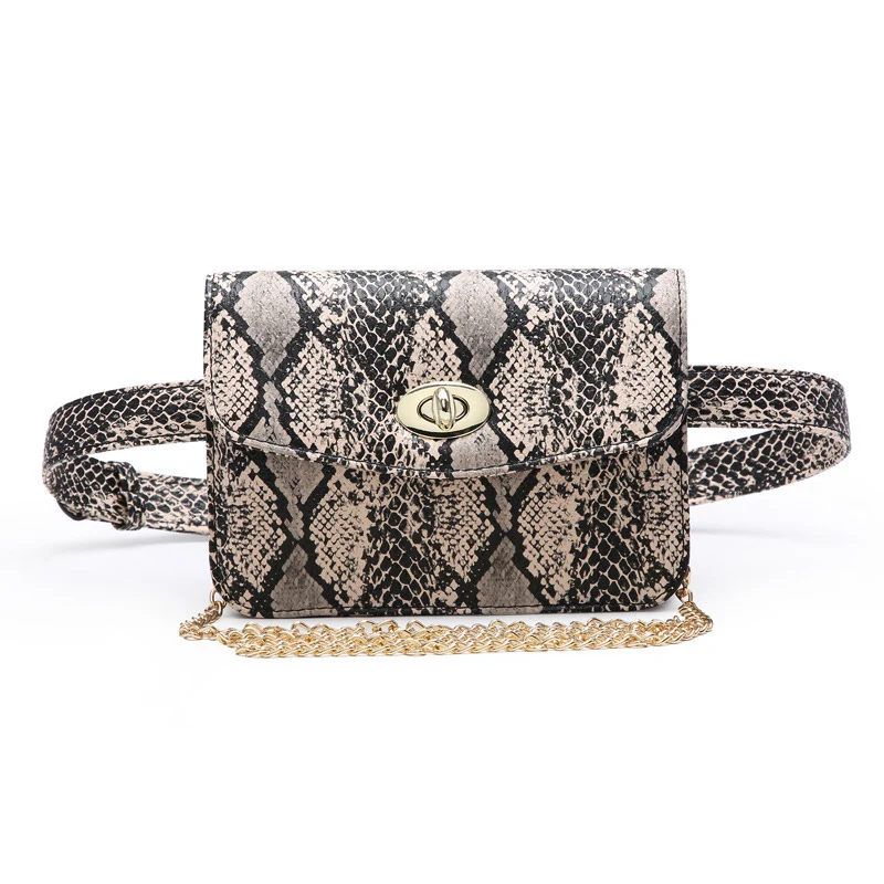 

Fashion Women's Serpentine Waist Bags Handy Fanny Pack Ladies Chain Messenger Bag Casual Travel Shoulder Bag Female Phone Pocket