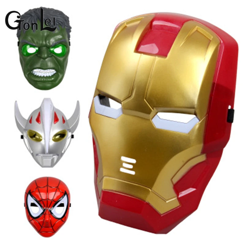 

GonLeI 1pc LED Superhero Mask Toy Kid &Adult Avengers Marvel Captain America Spiderman Hulk Iron Man Batman Party Mask Toys