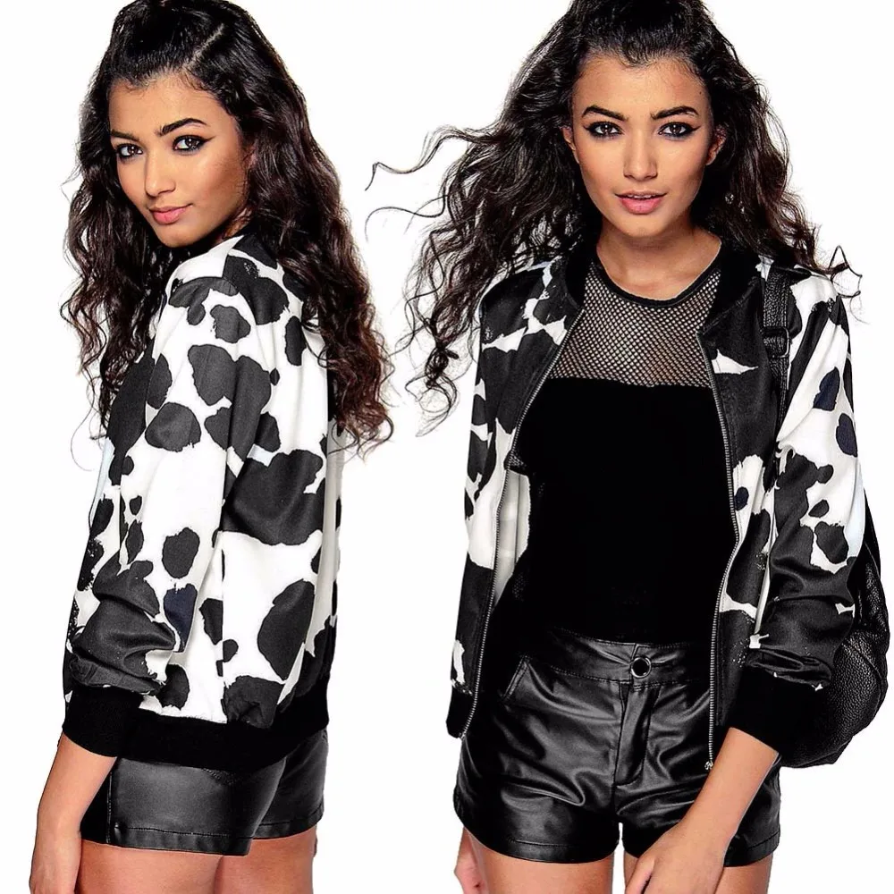 Winter Jackets For Women Zebra Print Outerwear Coats Baseball Jacket