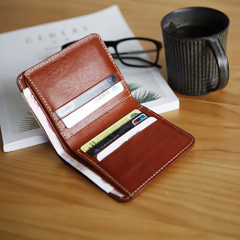 

LANSPACE genuine leather men's wallet handmade purse designer coin purses holders