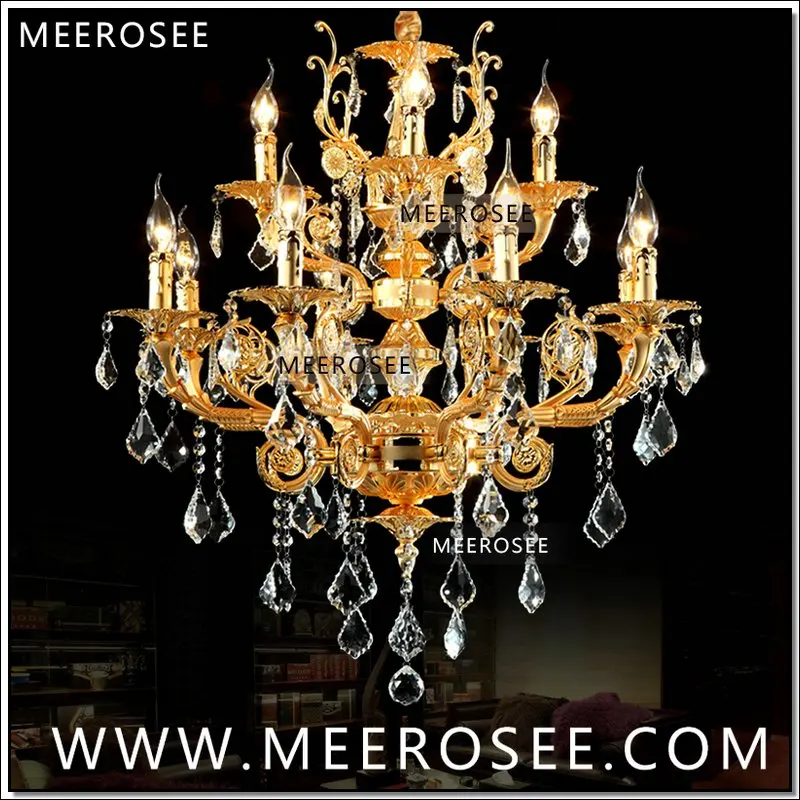 

Modern Luxury 12 Arms Crystal Chandelier Lamp Gold Suspension Lustre Crystal Light for Foyer Lobby MD8857 L8+4 D750mm H750mm