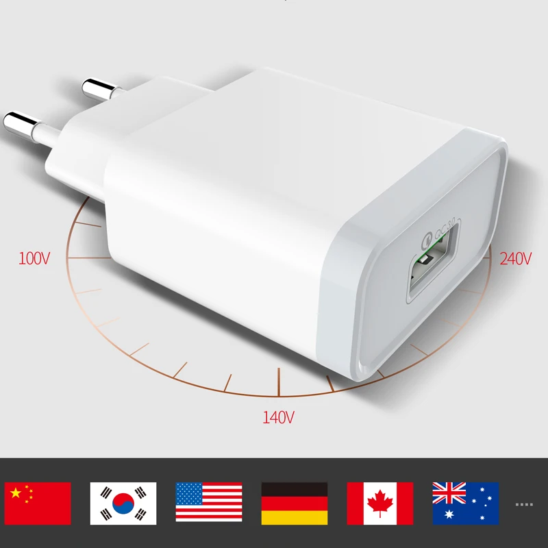 EMY 18 Вт Быстрая зарядка 3 0 для мобильных телефонов EU вилка настенное USB зарядное