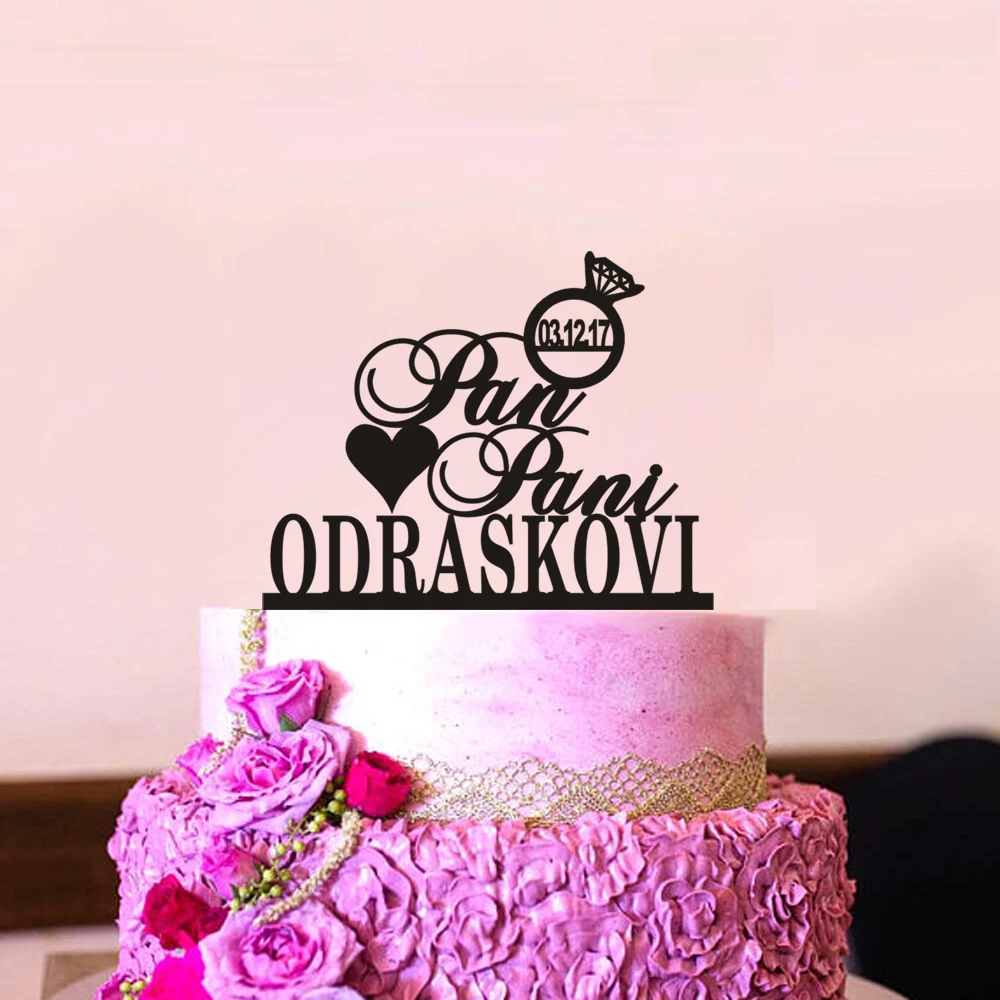 Free Shipping Personalized  Mr Mme Diamond Wedding Cake Topper Wedding Decoration Custom Wedding Hr Fru Pan Pani Cake Topper6