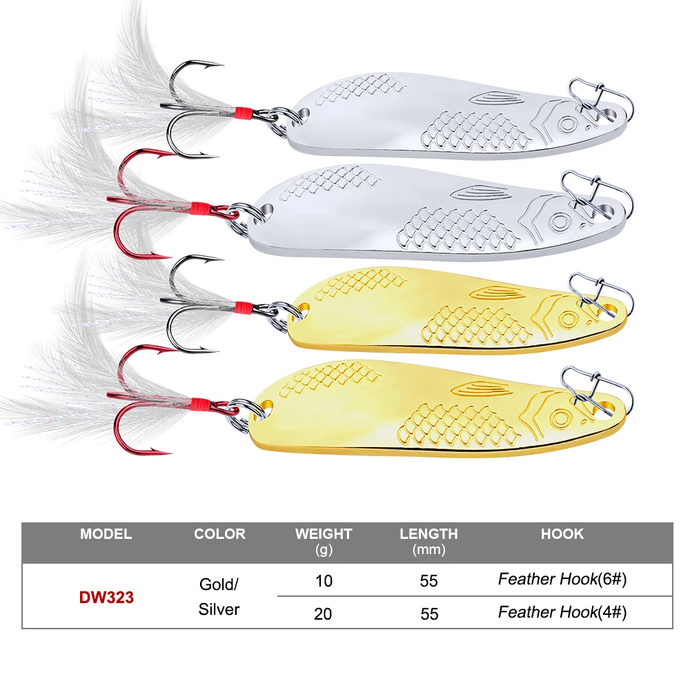 20 шт./лот, ложка, рыболовная приманка, 20 г, металлические басовые приманки, 2 цвета, ложка, приманки, Красный/серебряный крючок, рыболовные снасти