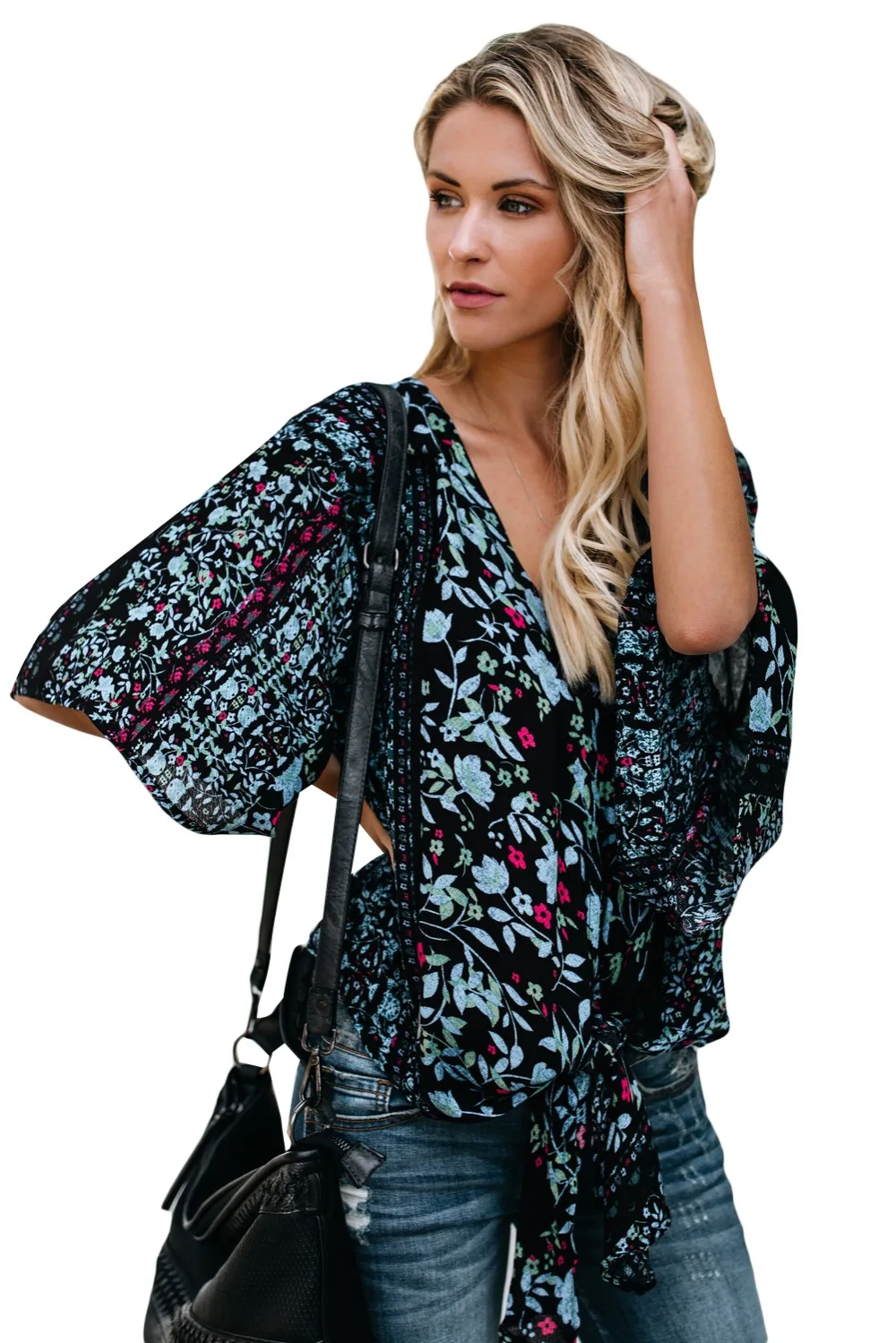 Black-Flowery-Print-Tie-Front-Kimono-Sleeve-Blouse-LC251052-2-2