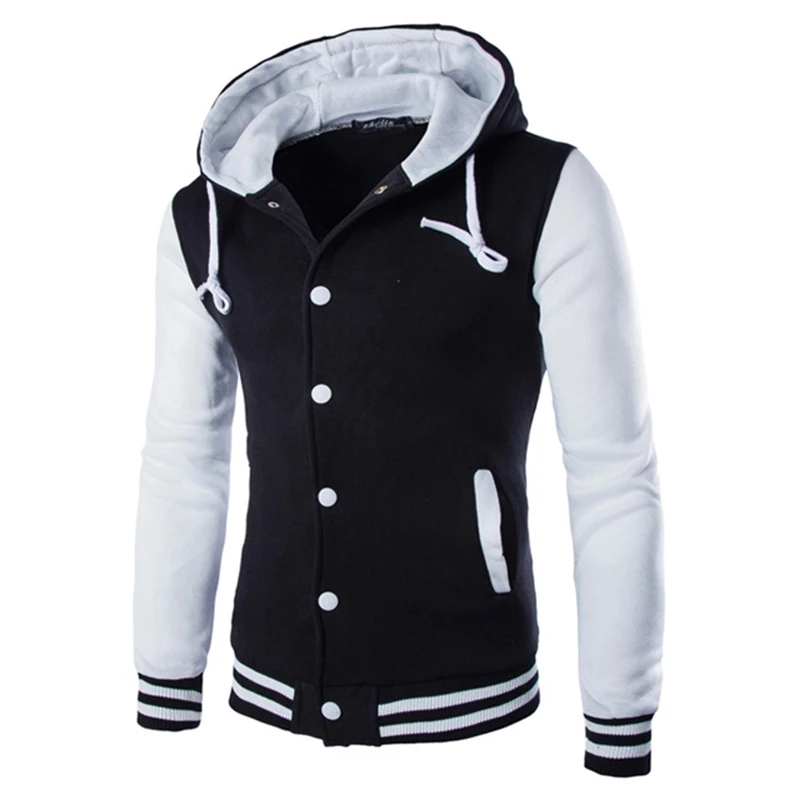 

New Men Baseball Hooded Jacket Men Fashion Mens Slim Fit College Varsity Coats Male Brand Stylish Veste Homme Outwear