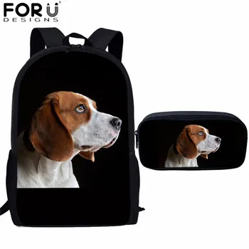 

FORUDESIGNS Kids Baby's Bags Beagle Dog School Bag Set for Boys Children Book Bag with Pencil Case Set Primary Student Schoolbag
