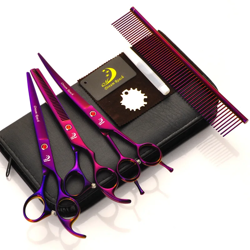 

Dream Reach Professional Pet Grooming Scissors 7 in 8 in Straight & Thinning & Curved Scissors Set for Dog Grooming