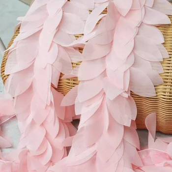 

Fine Soft Chiffon Leaf Lace Trim Fabrics DIY Craft Pink/Black - Free Shipping