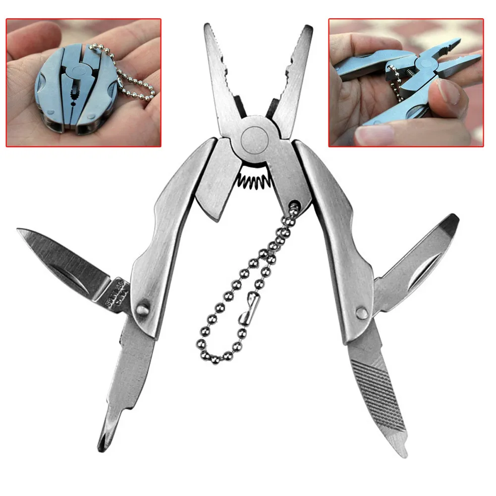 

Multifunction Folding Plier Mini Stainless Steel Folding Keychain Screwdriver Portable Camping Tools