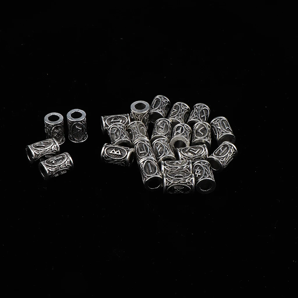 24 Pcs Hair Beads Silver Black Fashion Hair Accessories for Women Men Braiding Bracelet Necklace DIY