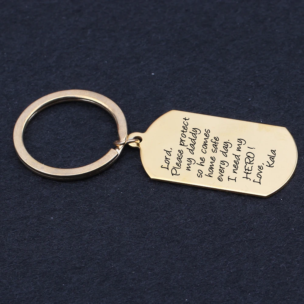 name customized father's day gift key chains Member of family Keyring children Keychain Dog Tag Daddy Gift driver car |