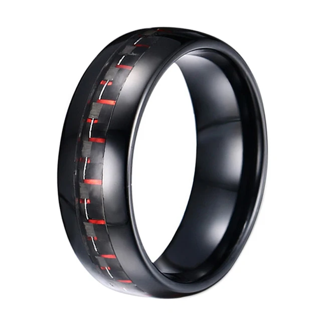 Black Carbon Fiber Inlay Tungsten Carbide Band Unique Mens Wedding Black Carbon Fiber Inlay Tungsten Carbide Band Unique Mens Wedding Rings Jewelry Engagement Marriage Male