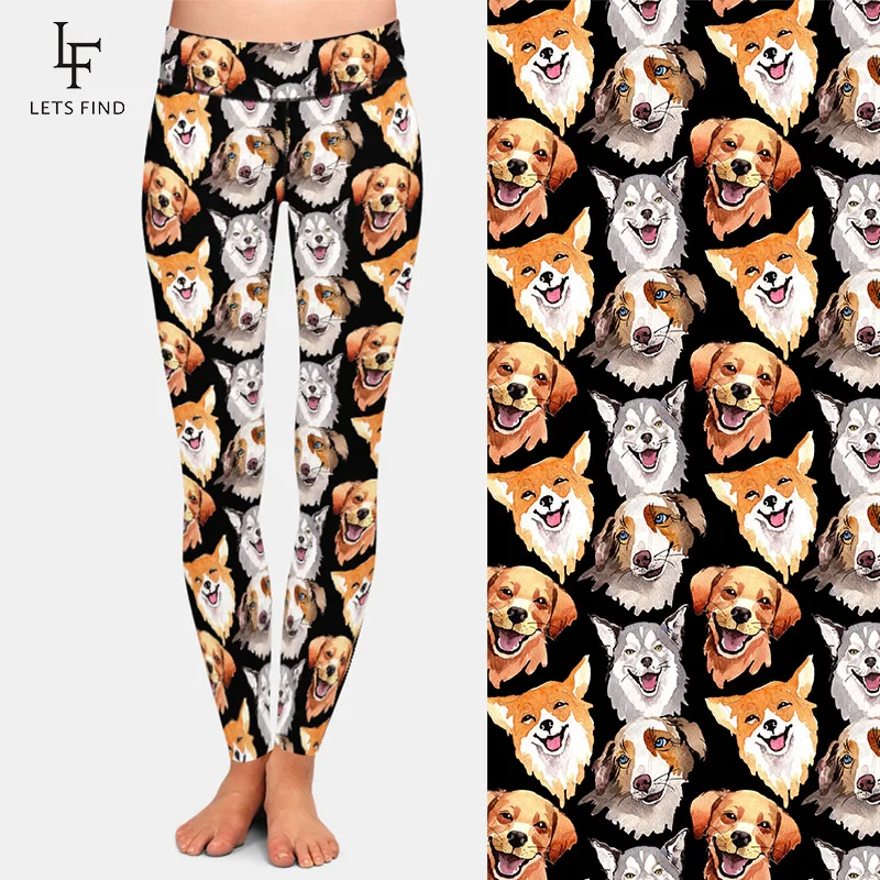 tiktok leggings amazon LETSFIND Hot Sale Leggings 3D Animals Dog Printing High Waist Women Plus Size Casual Black Leggings Hot Sale fabletics leggings