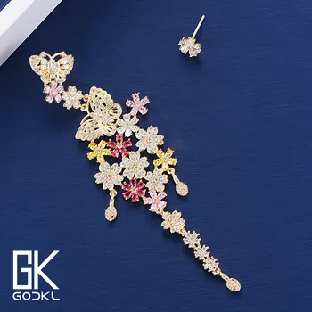 

GODKI Mismatch Luxury Butterfly Cubic Zircon Crystal CZ Nigerian Long Dangle Earring For Women Wedding DUBAI Bridal Earring 2018