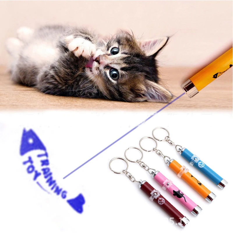 Portable Creative and Funny Pet Cat Toys LED Laser Pointer light Pen With Bright Animation Mouse Shadow