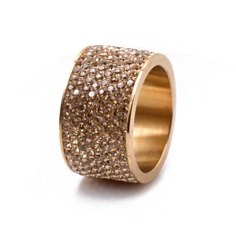 

2017 Fashion New stainless steel ring for woman & man luxurious paragraph Gold Crystal Jewelry