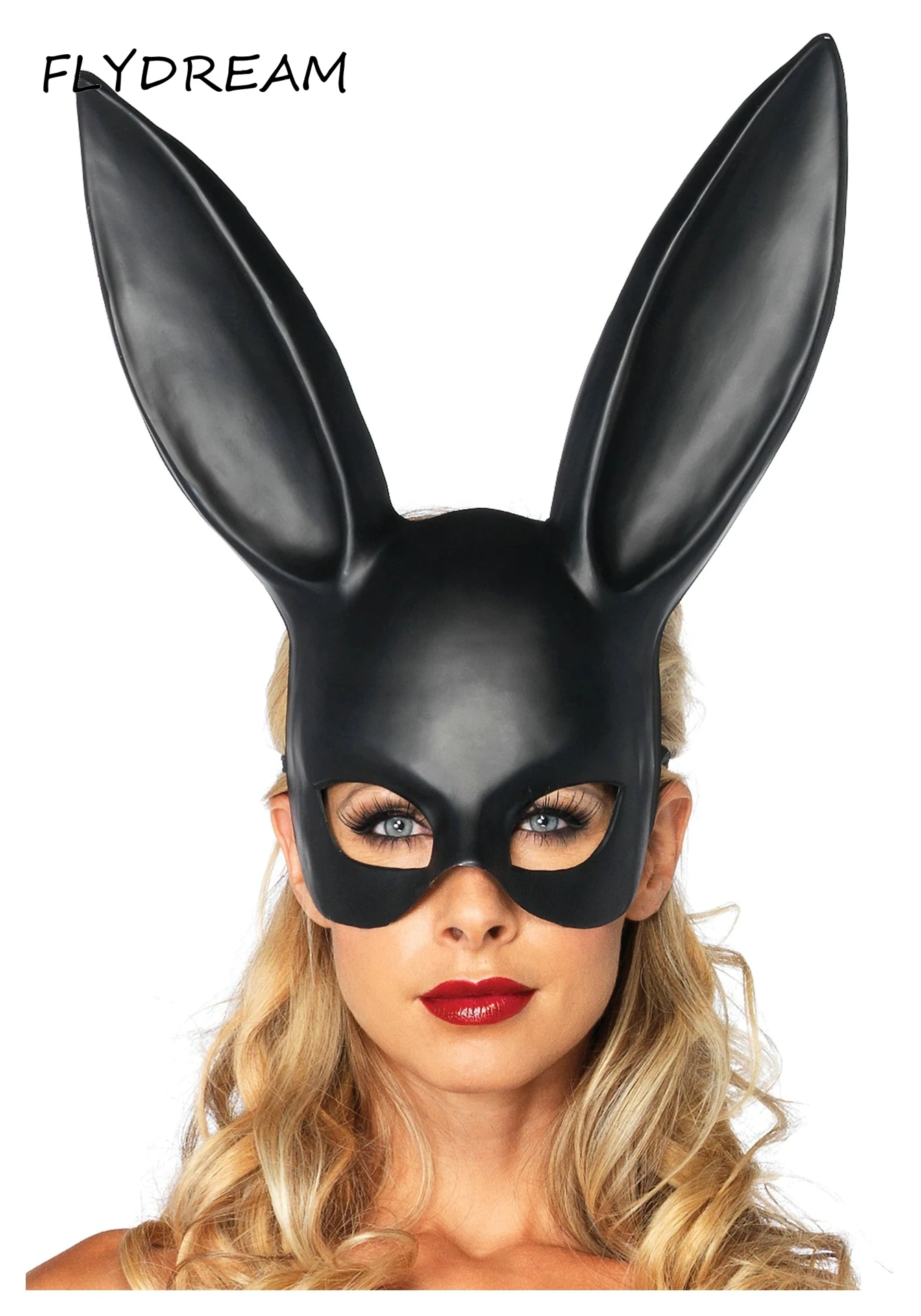 flydream top grade party cosplay pvc bunny mask adult masquerade sexy girl mask black rabbit ear mask halloween decoration