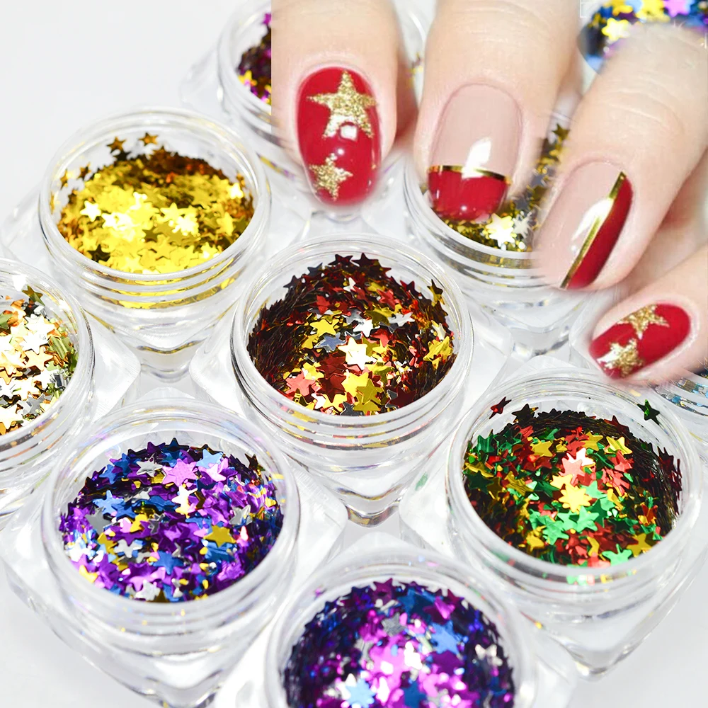 

1PCS Colorful Shiny 3D Star Shape Laser Nail Art Glitter Decal Sequins Flakes Tips Sparkly Decoration Manicure Paillette JI398