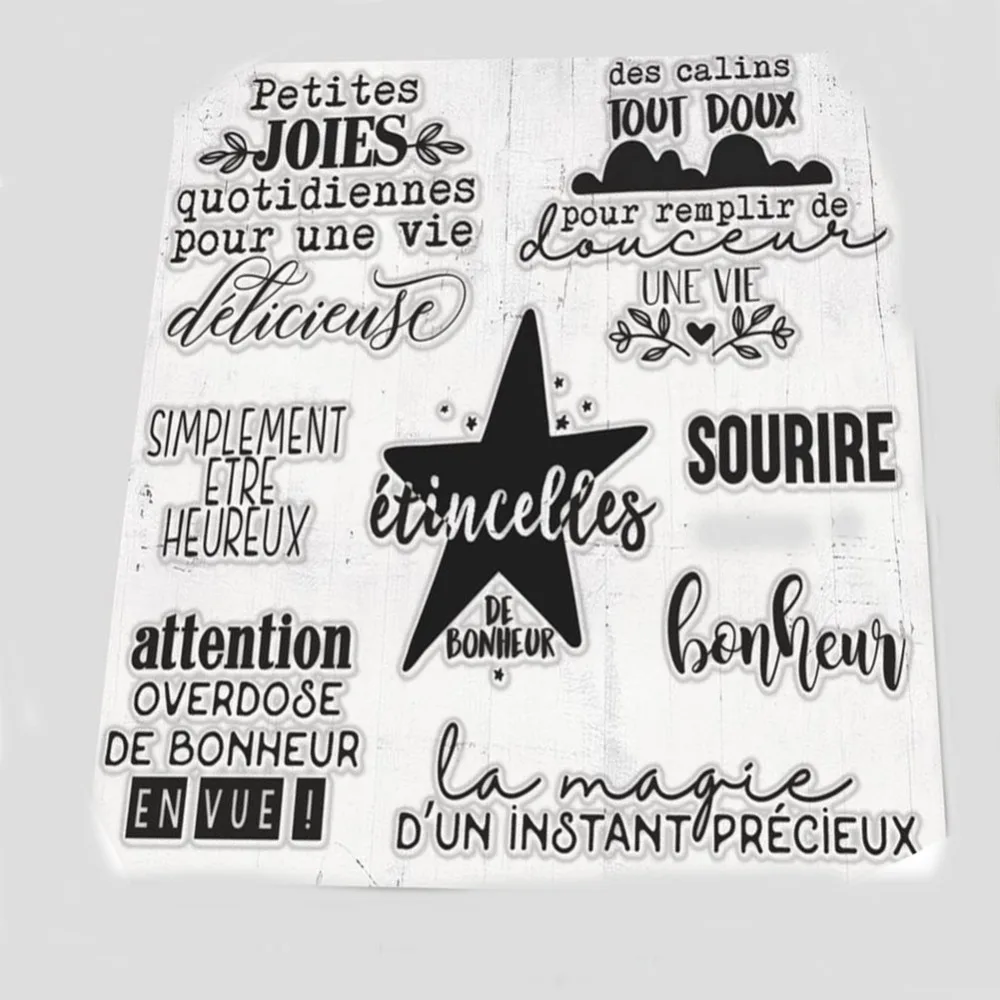 Mots français tampon Transparent clair pour Scrapbooking cartes en