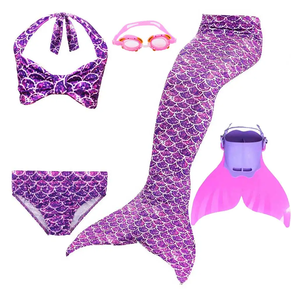 Одежда для девочек в стиле аниме «рыбка»; одежда для косплея «Принцесса Ариэль»; детская одежда «хвост русалки» для плавания; костюм и ласты - Цвет: Слоновая кость