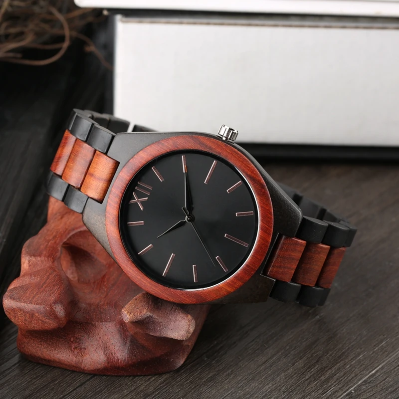100% Handmade Bamboo Wooden Watches Men Quartz Sports Full Wood Bracelet Analog Wristwatch Gift Top Clock Relogio Masculino 2019 (2)