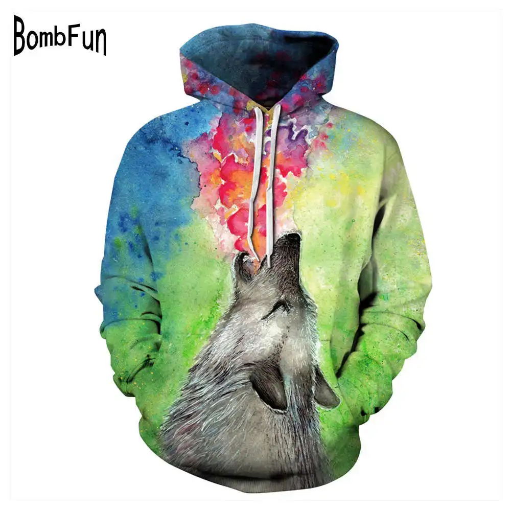wolf print hoodie