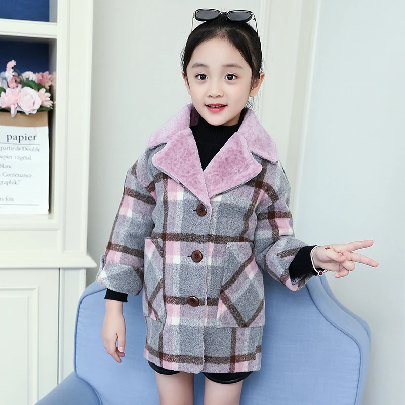 JMFFY High Quality Kids Woolen Coats for Girls Fall Winter Children