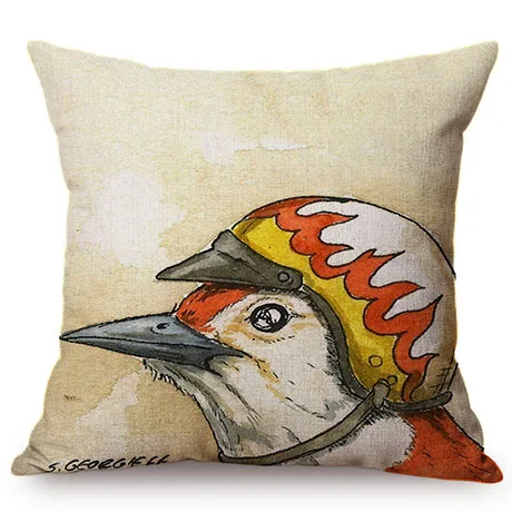 Nordic Comic Funny Dog Pilot Motorcycle Driver Home Decoration Throw Pillows Cases Humorous Dog Cosplay Roles Sofa Cushion Cover M083-9