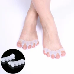 2Pcs Silicone Foot Care Pedicure Gel Bunion Protector Five-hole Toe Separator Straightener Spreader Correction Hallux Valgus 2Pcs Silicone Foot Care Pedicure Gel Bunion Protector Five-hole Toe Separator Straightener Spreader Correction Hallux Valgus
