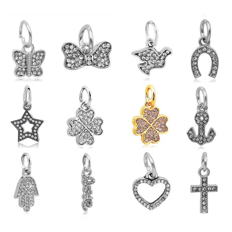 

1pc Silver Gold Clover Star Horseshoe Pendants Beads Charms Fit Pandora Bracelets & Bangles for Women Femme Bijoux DIY Gifts