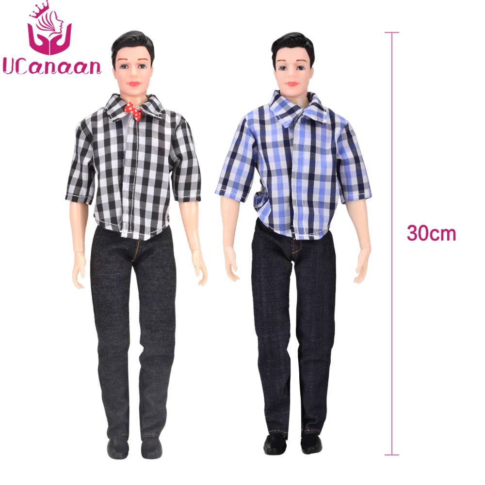 UCanaan 1PC Ken Boy Doll With Clothes Suit DIY Toys For Children Casual Wear Plaid Jacket