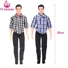 UCanaan 1PC Ken Boy Doll With Clothes Suit DIY Toys For Children Casual Wear Plaid Jacket