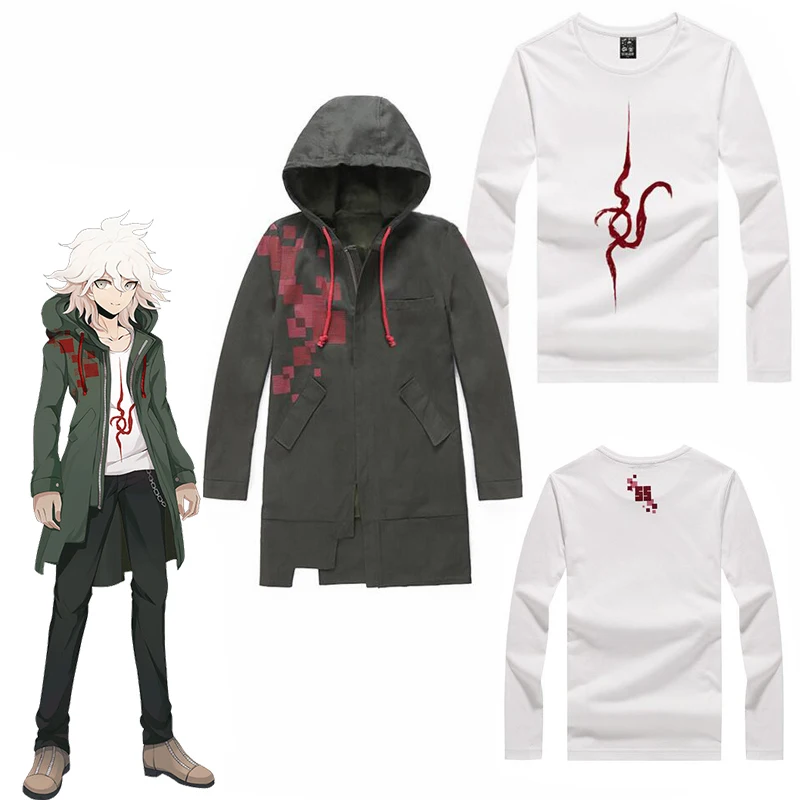 

Anime Super Danganronpa 2 Nagito Komaeda Nagito Army Green Jacket Hoodies Only Cosplay Costume With Real Pockets Free Delivery