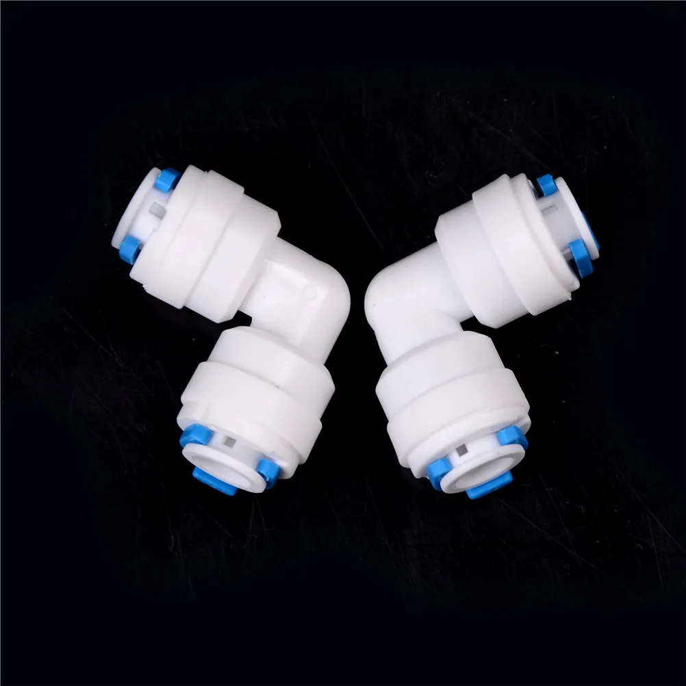 

New 2Pcs Push Fit Tube 1/4"-1/4" Elbow Quick Connect RO Water Reverse Parts